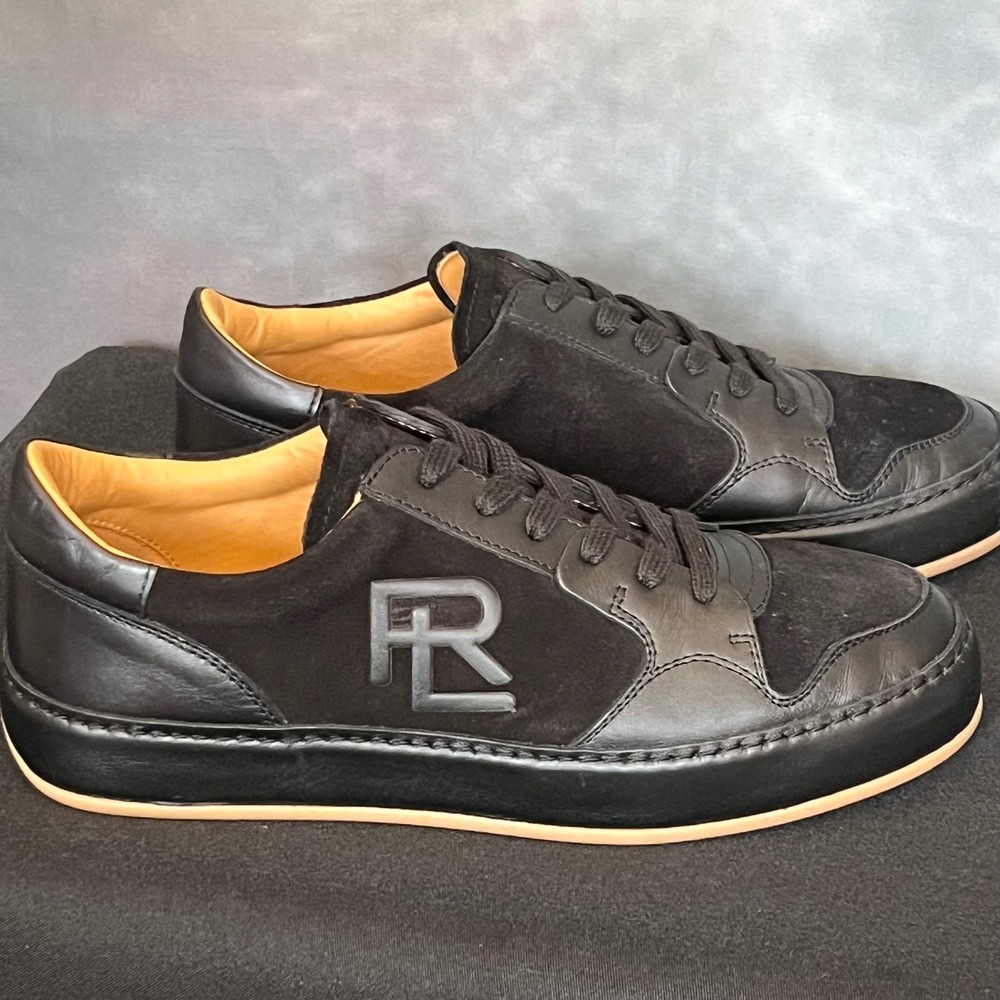 Ralph Lauren Collection Jinett Black Suede & Leather Low‎ Top Sneakers Size